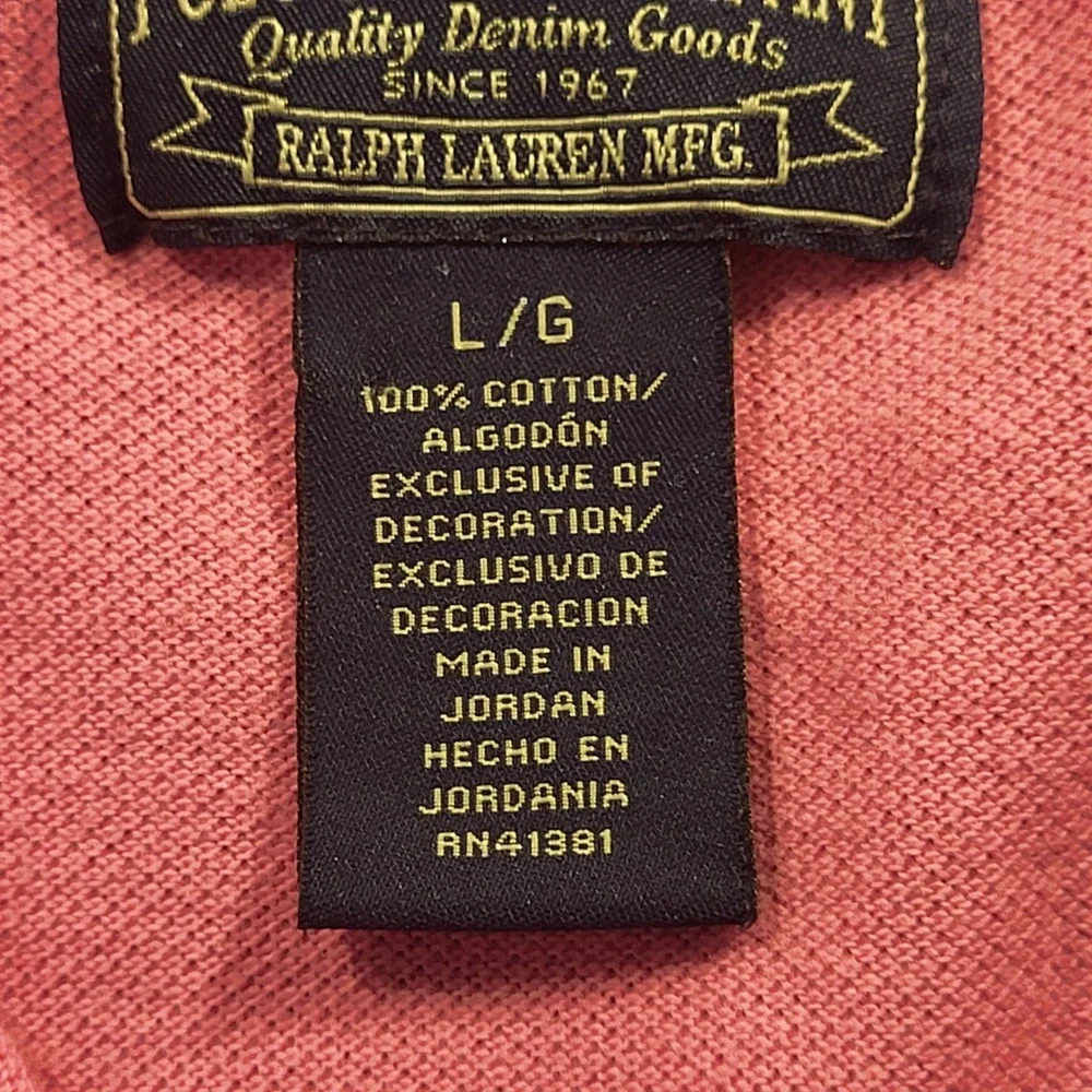 Ralph Lauren Polo Jeans Company Men's Polo Shirt Flag Logo Pink Large
